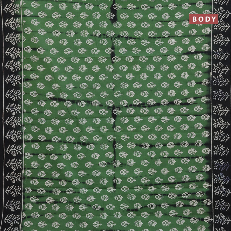 Jaipur cotton saree green and black with allover floral butta prints and printed border