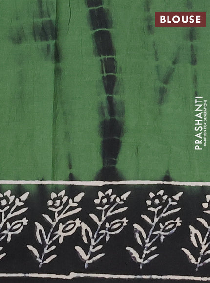 Jaipur cotton saree green and black with allover floral butta prints and printed border