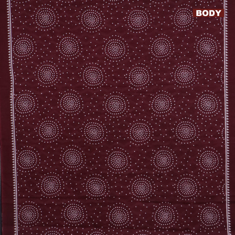 Jaipur cotton partly saree maroon with allover prints and simple border