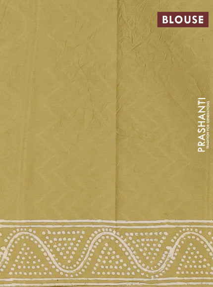 Jaipur cotton saree pista green with geometric prints and printed border