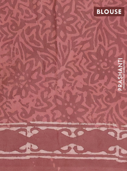 Jaipur cotton saree brown shade with allover dabu prints and printed border