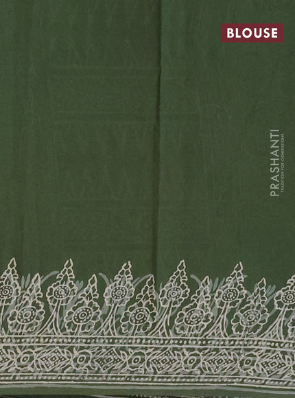 Jaipur cotton saree sap green with allover dabu prints and printed border