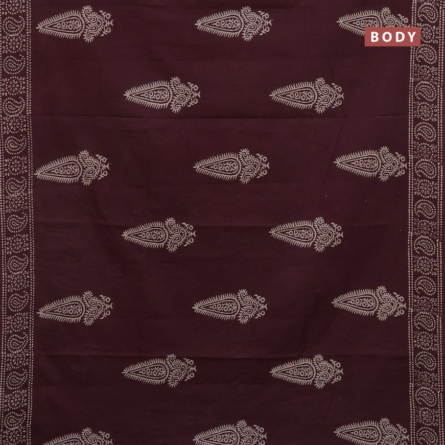 Jaipur cotton saree wine shade with butta prints and printed border