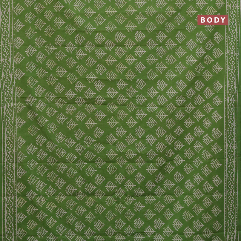 Jaipur cotton saree light green with butta prints and printed border