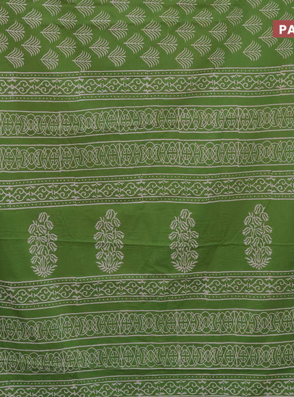 Jaipur cotton saree light green with butta prints and printed border