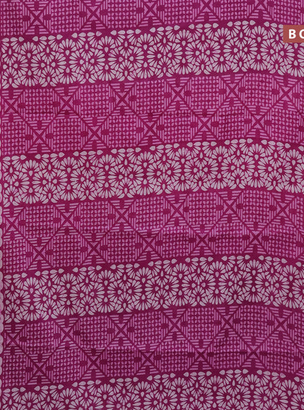 Jaipur cotton saree magenta pink with allover prints and printed border