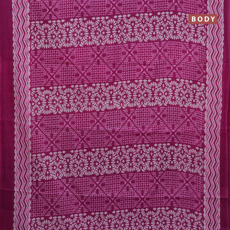 Jaipur cotton saree magenta pink with allover prints and printed border