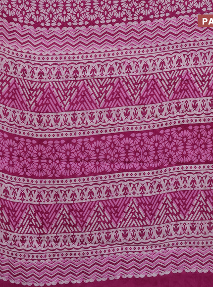 Jaipur cotton saree magenta pink with allover prints and printed border