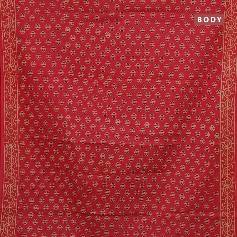 Jaipur cotton saree tomato red with butta prints and printed border