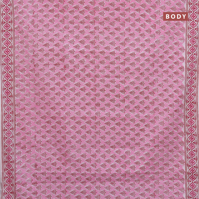 Jaipur cotton saree light pink and off white with butta prints and printed border