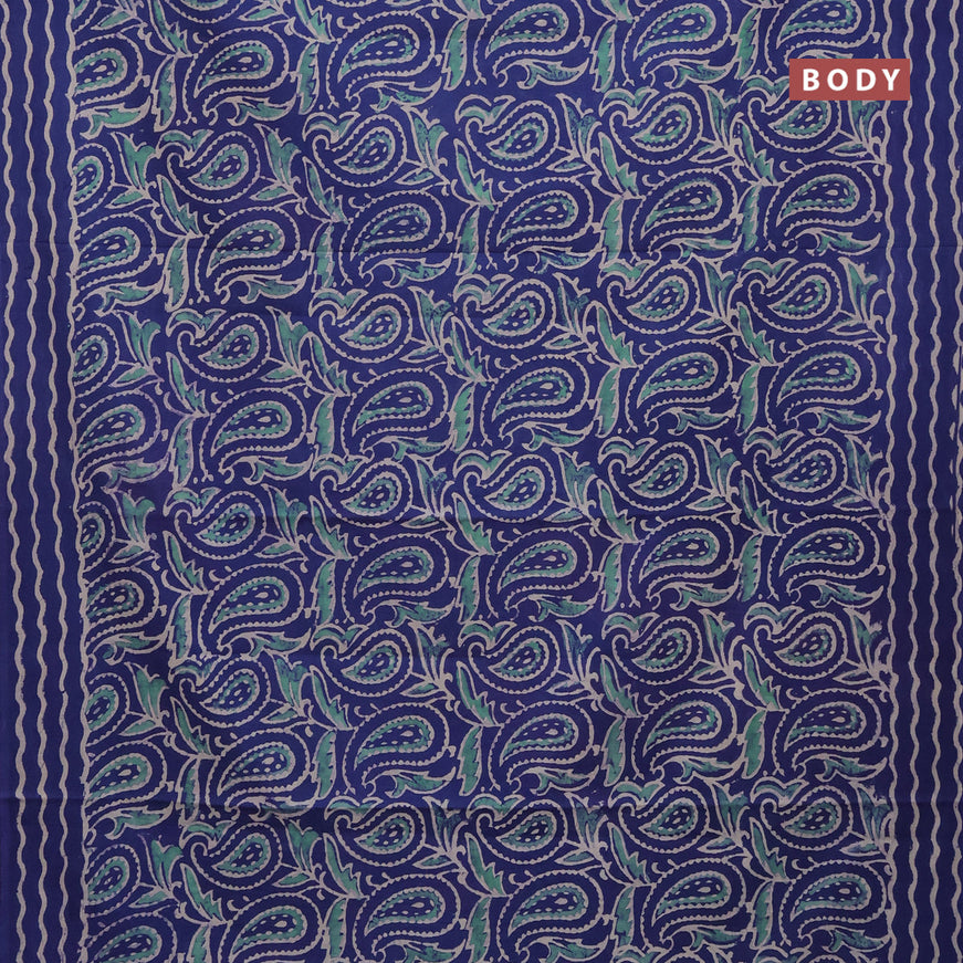 Jaipur cotton saree blue with allover paisley prints and printed border