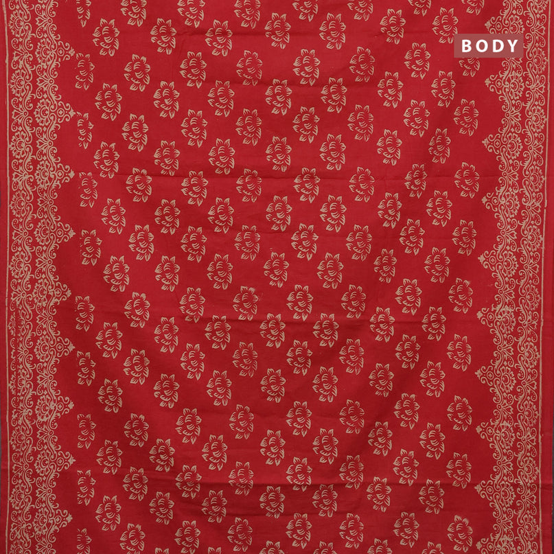 Jaipur cotton saree red with floral butta prints and printed border