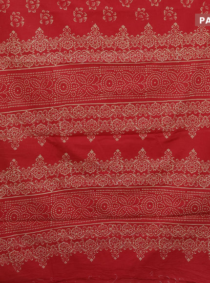 Jaipur cotton saree red with floral butta prints and printed border