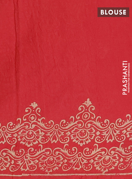 Jaipur cotton saree red with floral butta prints and printed border