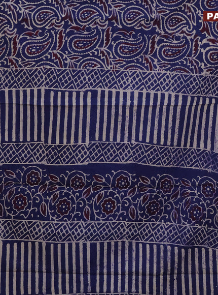 Jaipur cotton saree blue with paisley prints and printed border