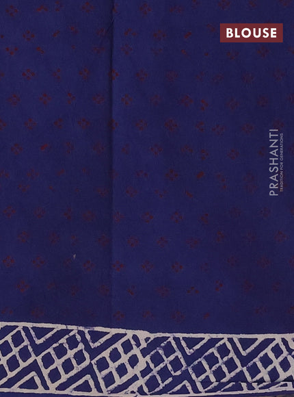 Jaipur cotton saree blue with paisley prints and printed border