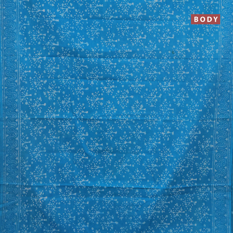 Jaipur cotton saree blue with allover prints and printed border