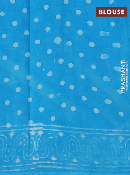 Jaipur cotton saree blue with allover prints and printed border