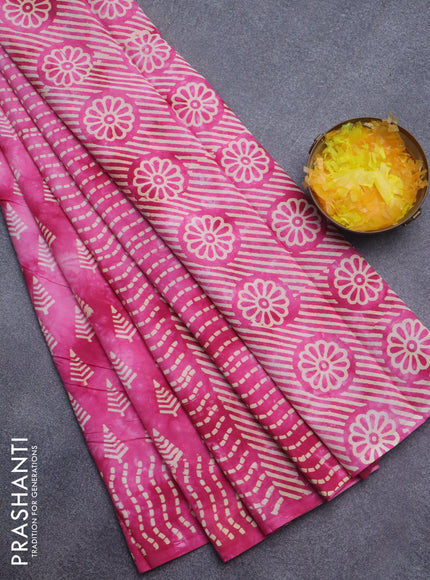 Jaipur cotton saree pink with allover butta prints and printed border