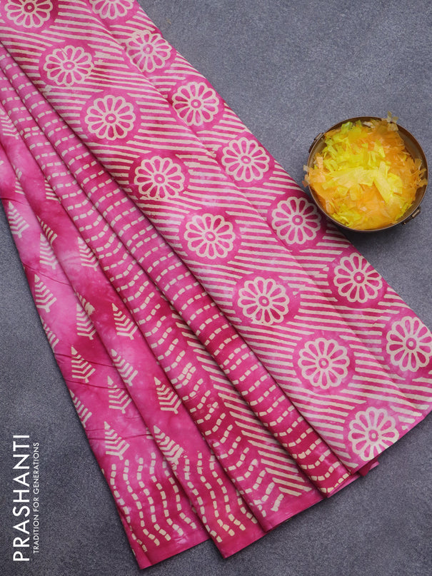 Jaipur cotton saree pink with allover butta prints and printed border