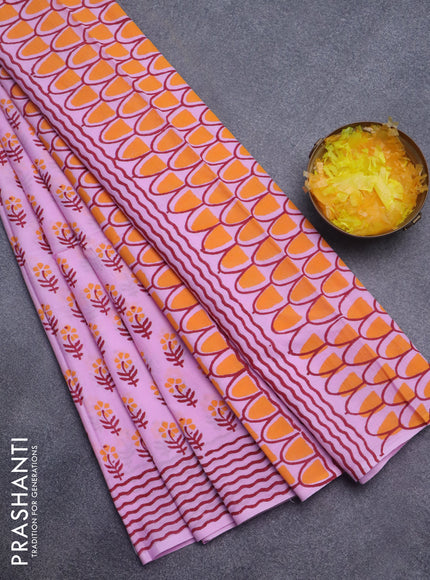 Jaipur cotton saree light pink with floral butta prints and printed border