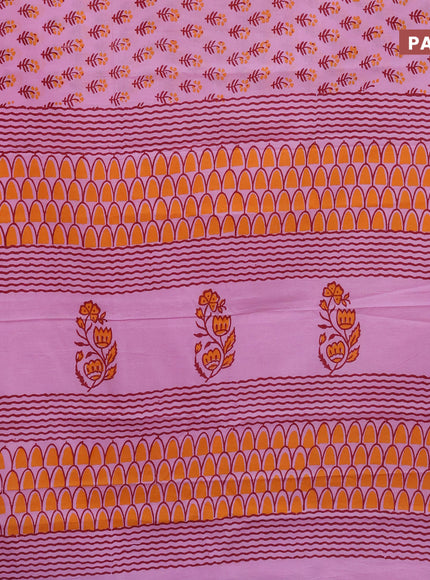 Jaipur cotton saree light pink with floral butta prints and printed border