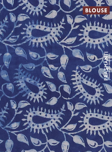 Jaipur cotton saree blue and navy blue with allover prints and printed border