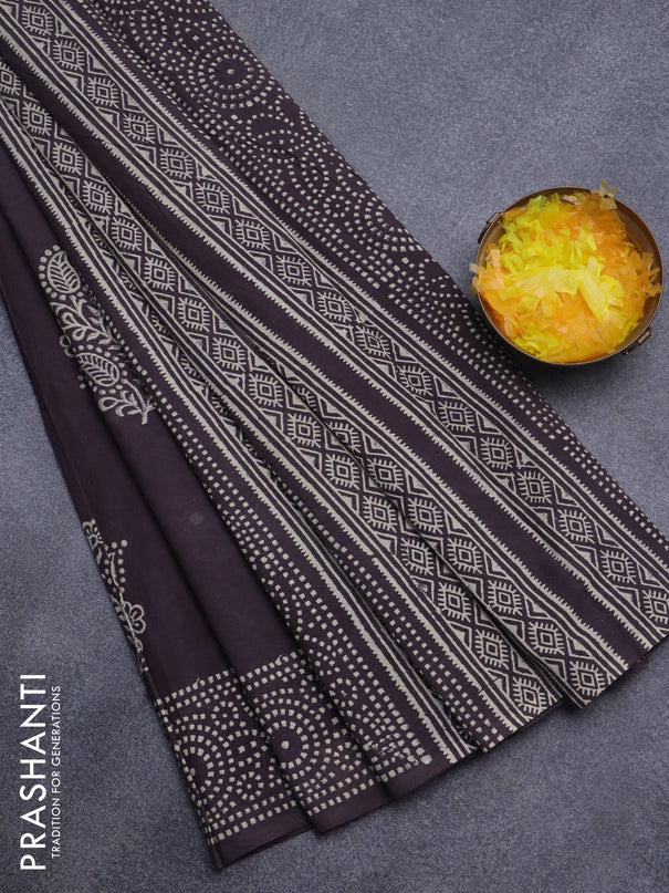 Jaipur cotton saree brown shade with butta prints and printed border