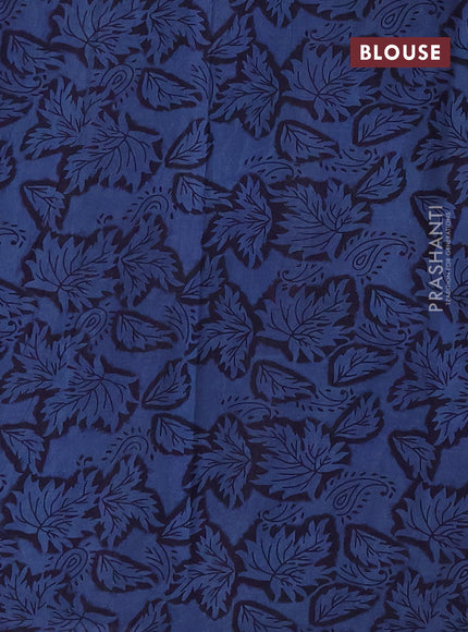 Jaipur cotton saree blue with allover kalamkari prints and printed border