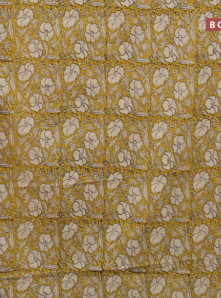 Jaipur cotton saree yellow with allover kalamkari prints and printed border