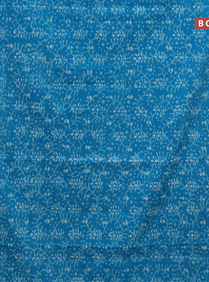 Jaipur cotton saree light blue with allover batik prints and printed border