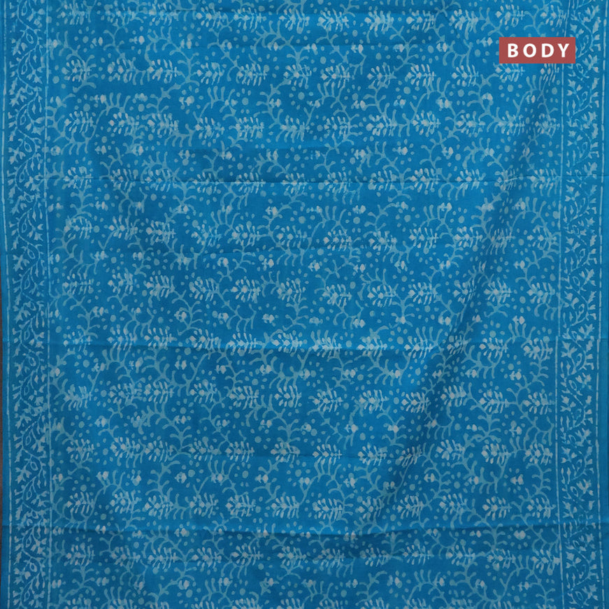 Jaipur cotton saree light blue with allover batik prints and printed border