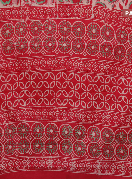 Jaipur cotton saree red with allover batik prints and printed border