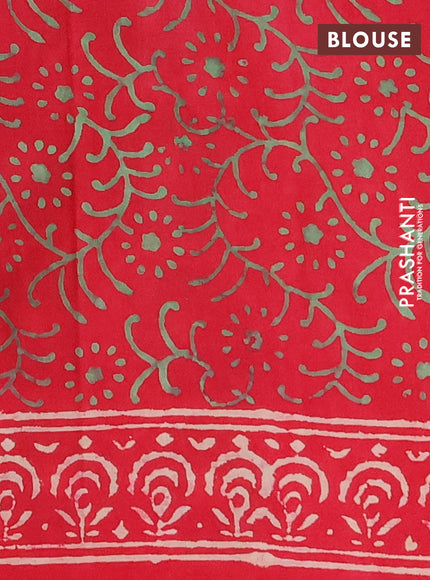 Jaipur cotton saree red with allover batik prints and printed border