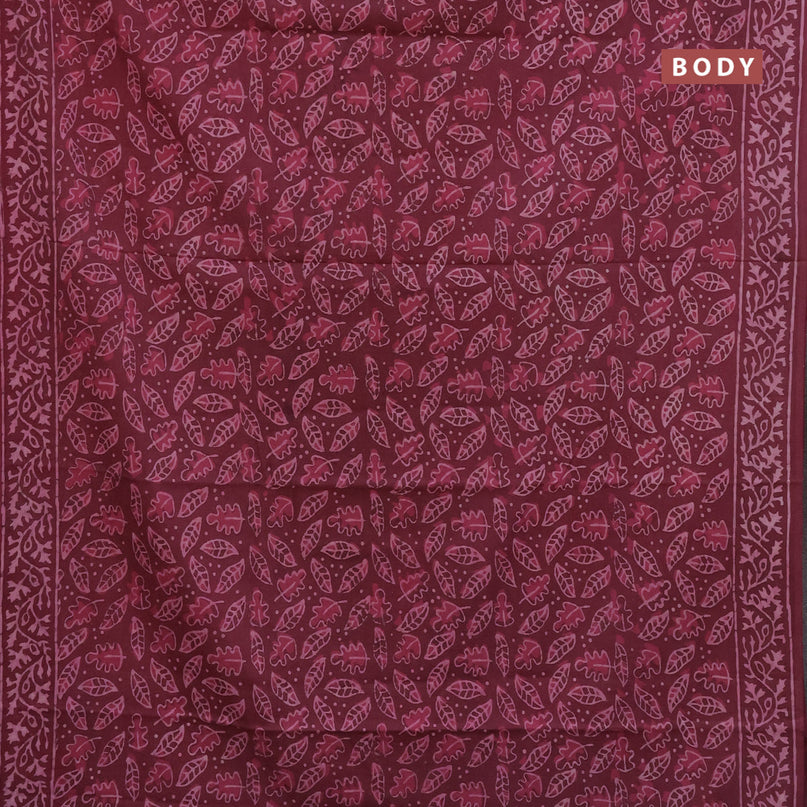 Jaipur cotton saree maroon shade with allover batik prints and printed border