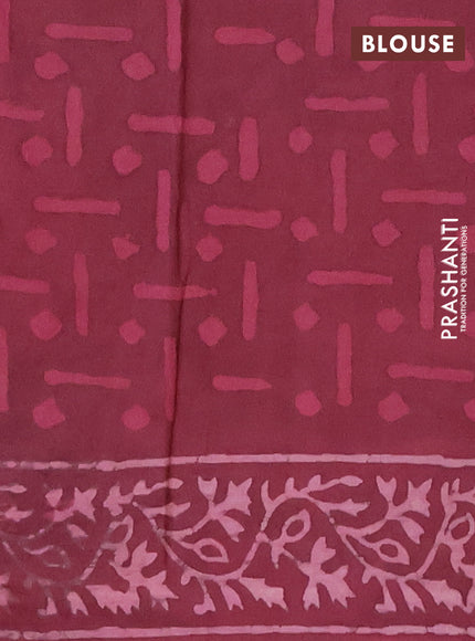 Jaipur cotton saree maroon shade with allover batik prints and printed border