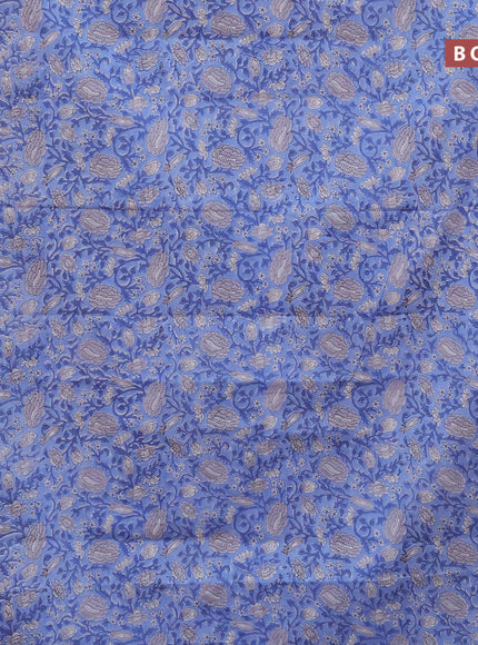 Jaipur cotton saree blue shade with allover kalamkari prints and printed border