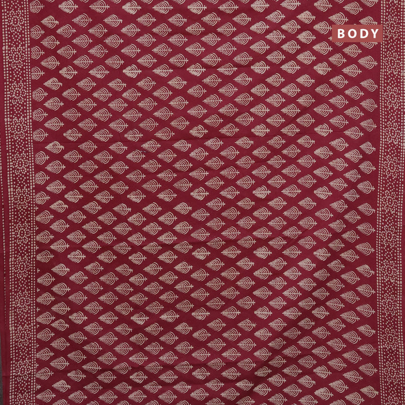 Jaipur cotton saree maroon with allover butta prints and printed border