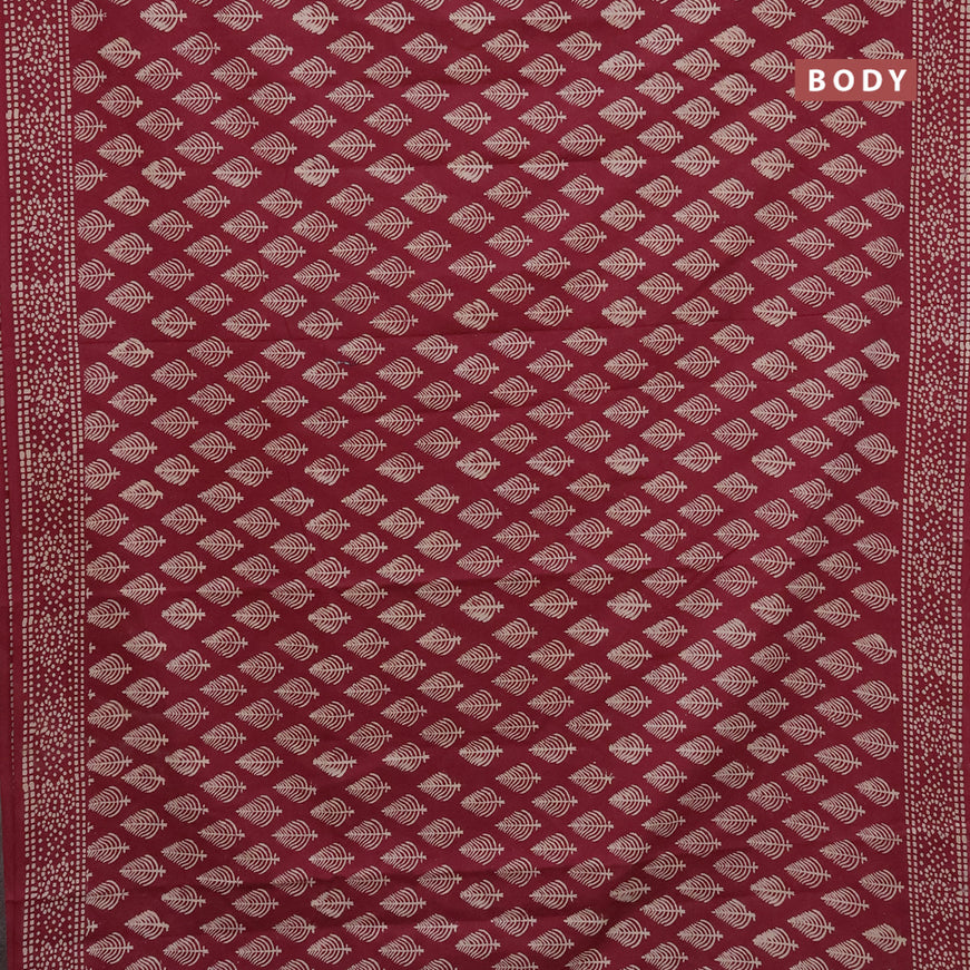 Jaipur cotton saree maroon with allover butta prints and printed border