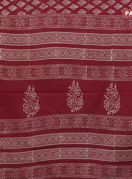 Jaipur cotton saree maroon with allover butta prints and printed border