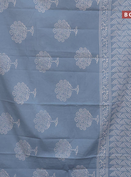 Jaipur cotton saree pastel blue with butta prints and printed border