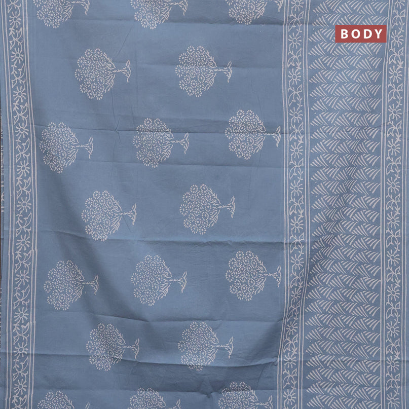 Jaipur cotton saree pastel blue with butta prints and printed border