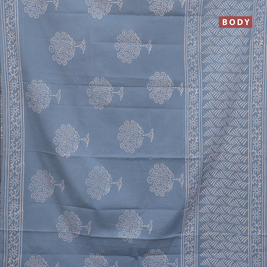 Jaipur cotton saree pastel blue with butta prints and printed border