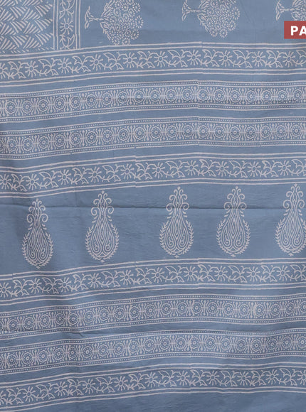 Jaipur cotton saree pastel blue with butta prints and printed border