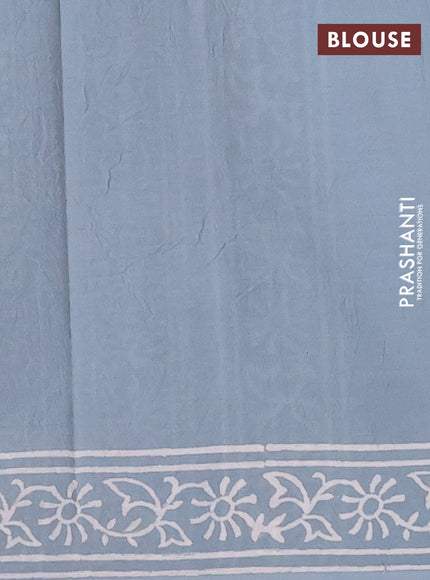 Jaipur cotton saree pastel blue with butta prints and printed border