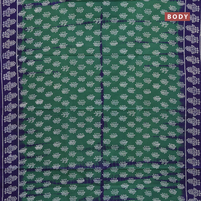 Jaipur cotton saree green and blue with butta prints and printed border