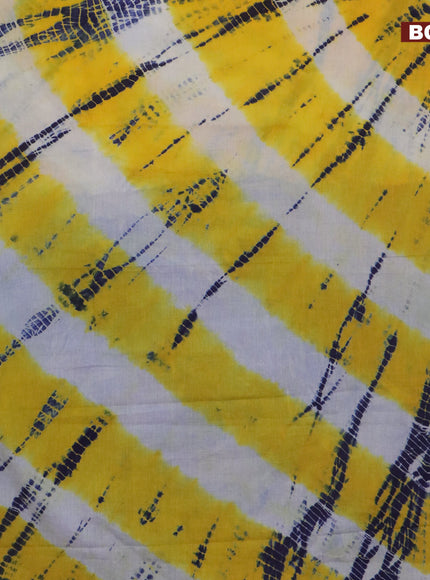 Jaipur cotton saree yellow and navy blue with tie & dye prints in borderless style