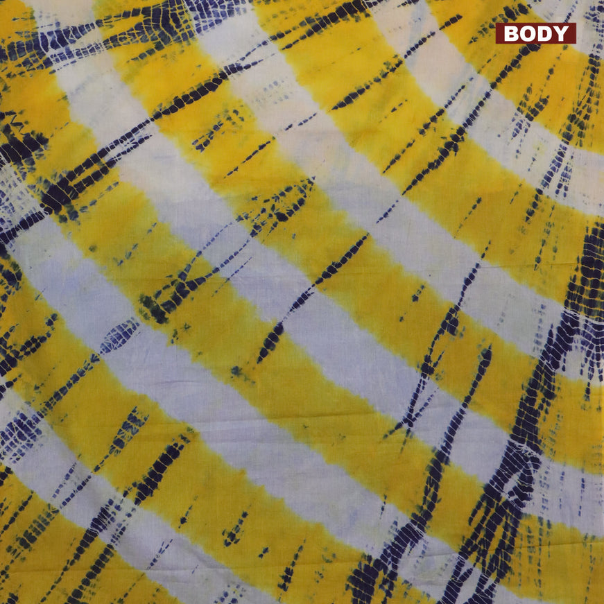 Jaipur cotton saree yellow and navy blue with tie & dye prints in borderless style