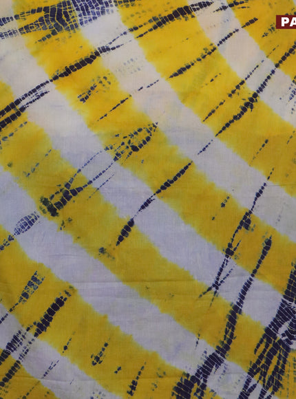 Jaipur cotton saree yellow and navy blue with tie & dye prints in borderless style