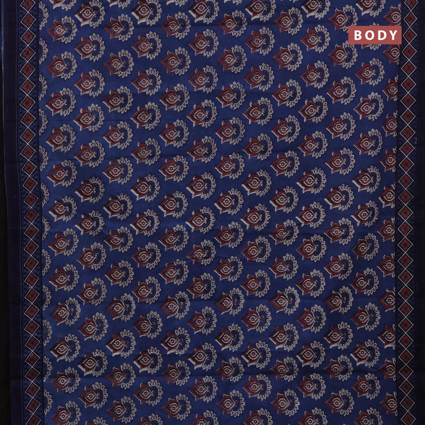 Jaipur cotton saree blue and navy blue with butta prints and printed border